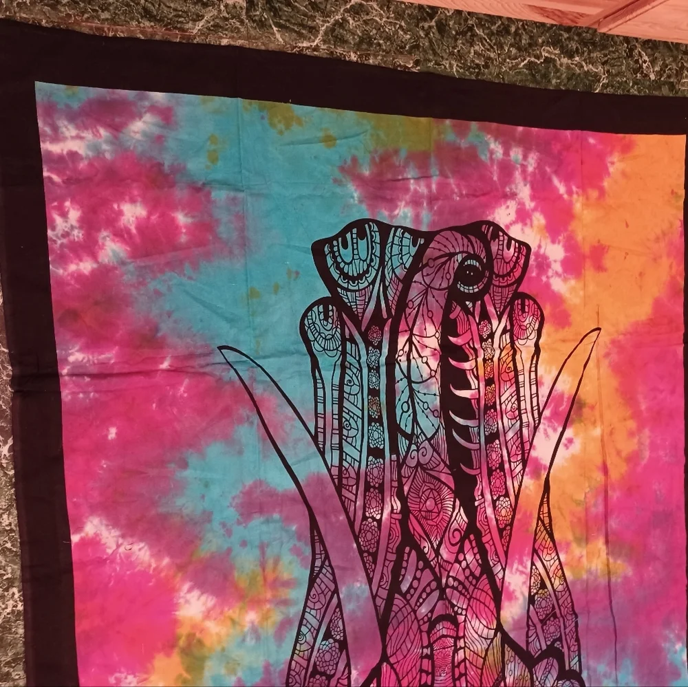 Tapestry multi color screen printed tie dye wall hanging 52x80 elephant …